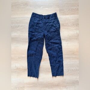 Lauren Ralph Lauren Women’s 100% Linen Navy Pants Size 0/S Relaxed Trousers